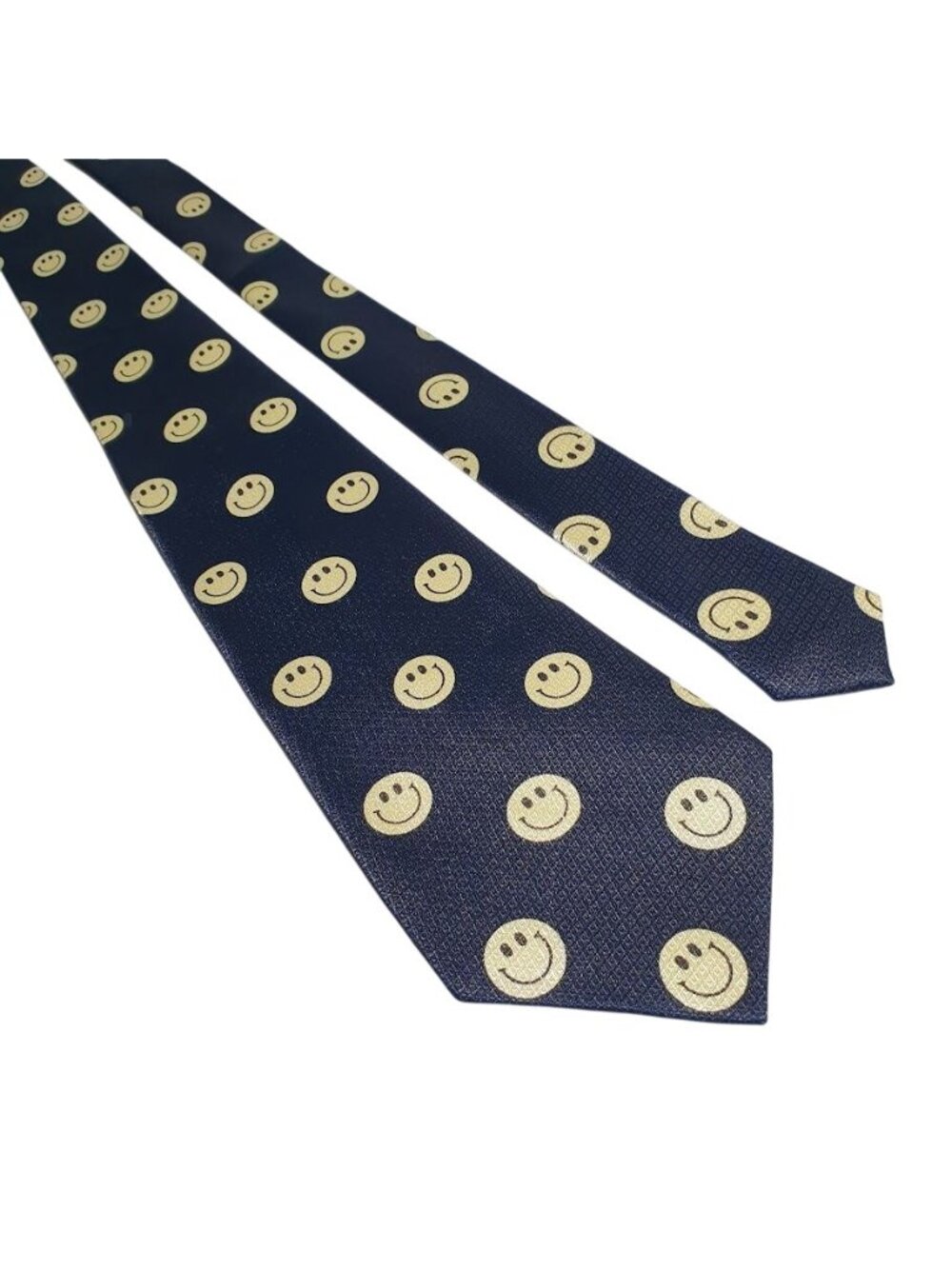 Fratello Hand Made Mens Navy Yellow Smiley Face Tie Fun Formal Pattern Polyester